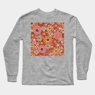 Trippy Groovy Floral Pattern, a psychedelic hippie flowers pattern. Long Sleeve T-Shirt